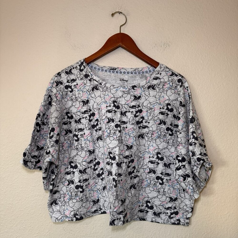 LADIES DISNEY Grey Pink BLUE PYJAMAS SIZE Large T SHIRT & SHORTS SET PJ - Picture 3 of 9